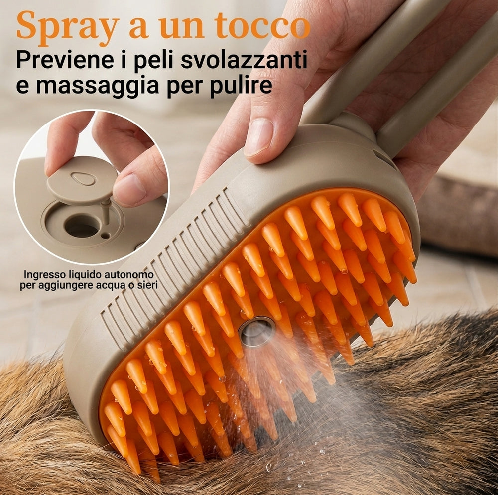 Spazzola a Vapore 3 in 1 per Cani e Gatti